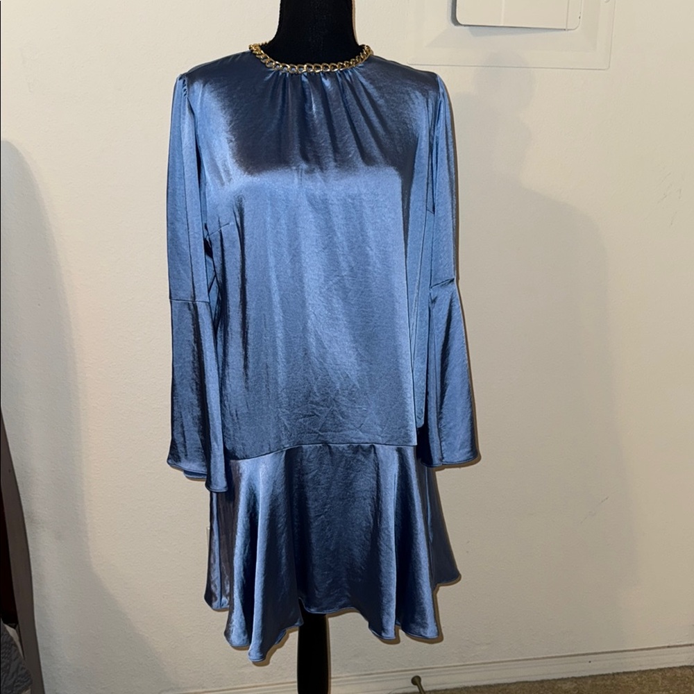 Michael Kors Elegant Blue Satin Dress